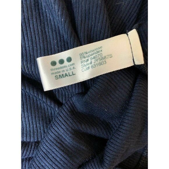 Three Dots Womens Solid Navy Blue Ribbed Long Sleeve Midi Dress Small - Picture 7 of 7